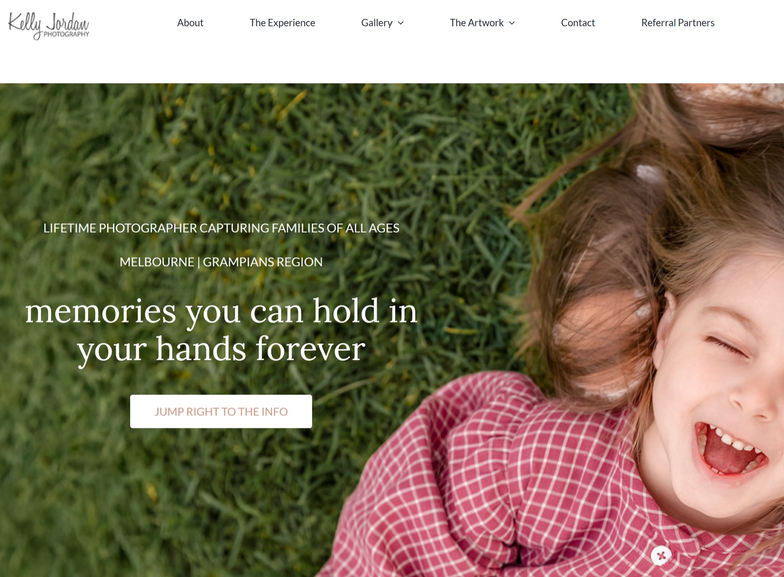 Screenshot of the Kelly Jordan Photography website